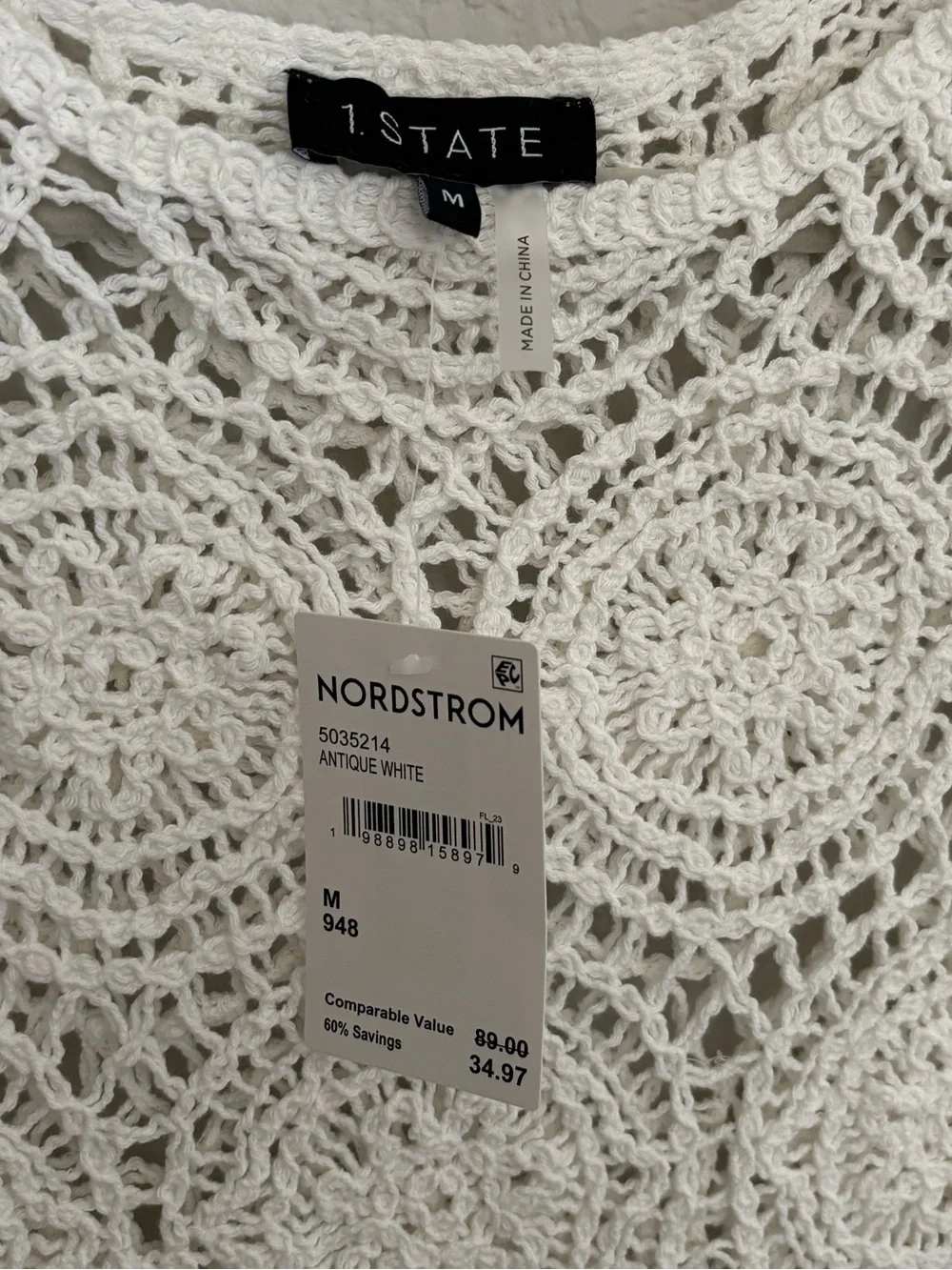 NWT 1. State White Crochet Tank Top with Circular Lace - M - Picture 2 of 3